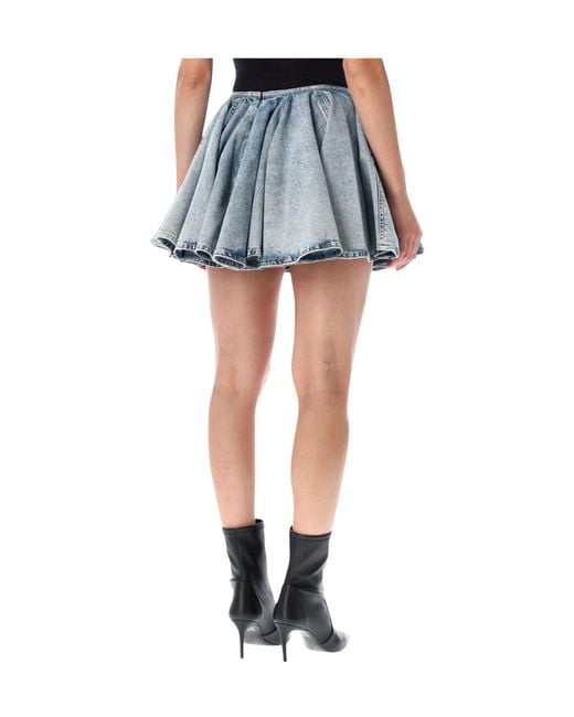 Haikure Blue Ziggy Wide Pleated Mini Skirt