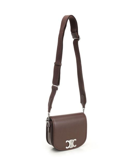 CELINE 洗練 ショルダーバッグ SMALL BESACE STRAP TRIOMPHE SMALL BESACE STRAP TRIOMPHE IN SUPPLE NATURAL CALFSKIN