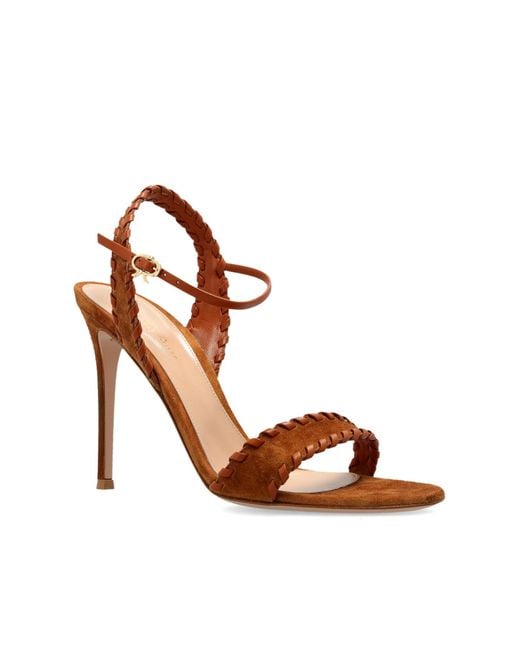 Gianvito Rossi Brown Braided Strap Heeled Sandals