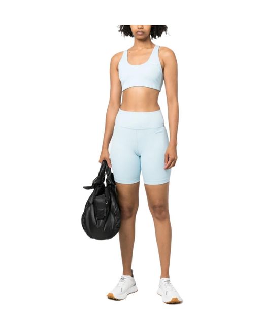 Sporty & Rich Blue Logo-Patch Ribbed Biker Shorts