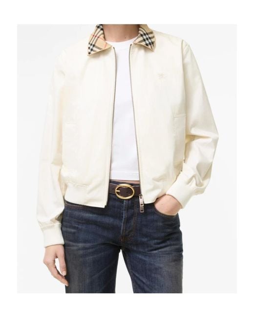 Burberry Natural Cropped Tropical Gabardine Hayfield Harrington Jacket