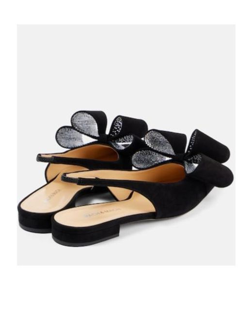 Mach & Mach Black Le Cadeau Suede Ballet Flats