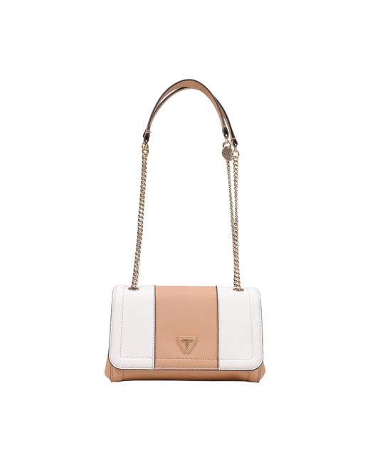 Guess White Noelle Saffiano Mini Crossbody