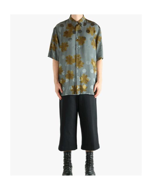 Dries Van Noten Green Sparse Flower Print Shirt for men