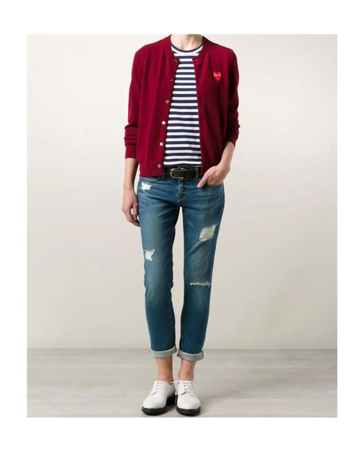 COMME DES GARÇONS PLAY Red Wool Cardigan for men