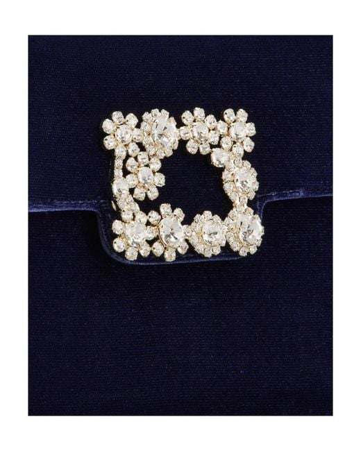 Roger Vivier Blue Flower Strass Buckle Clutch Bag