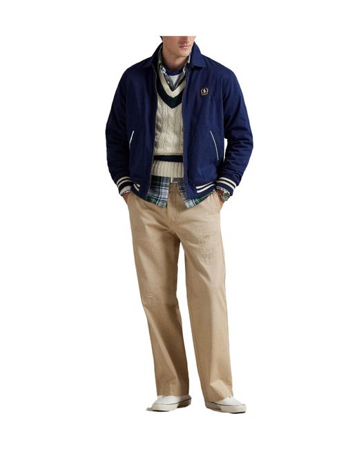 Polo Ralph Lauren Blue Solid Color Bomber Jacket for men