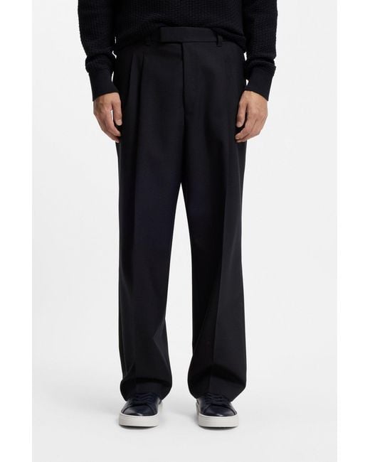 Boss Blue Belt Loop Casual Pants for men