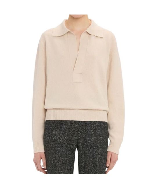 Victoria Beckham Natural Long-Sleeve Polo Shirt