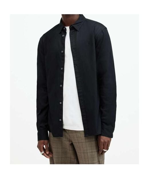 AllSaints Black Classic Button-Up Shirt for men