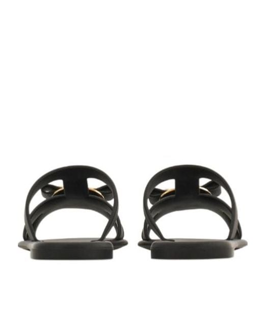 Ferragamo Black Acqua Leather Sandals
