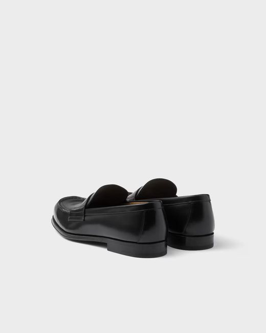Prada Black Brushed Leather Loafers for men