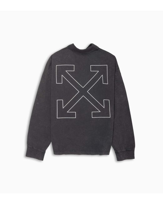 Off-White c/o Virgil Abloh Gray Logo Embroidered Zip Detailed Polo Shirt for men