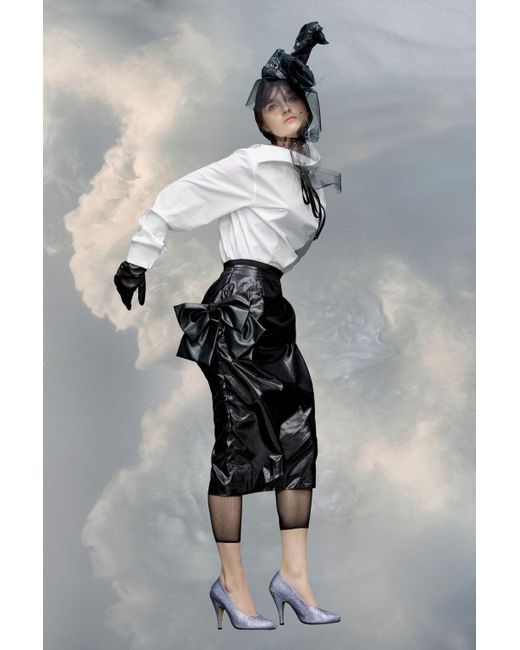 Maison Margiela Black High Waist Asymmetric Midi Skirt