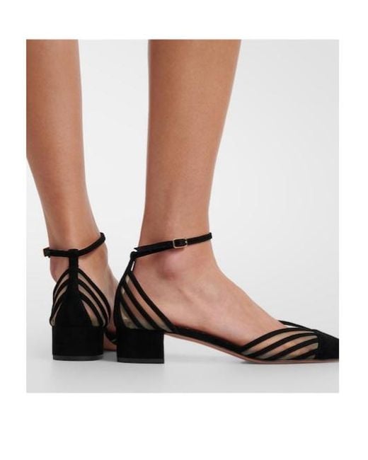 Aquazzura Black Solid Suede Pumps