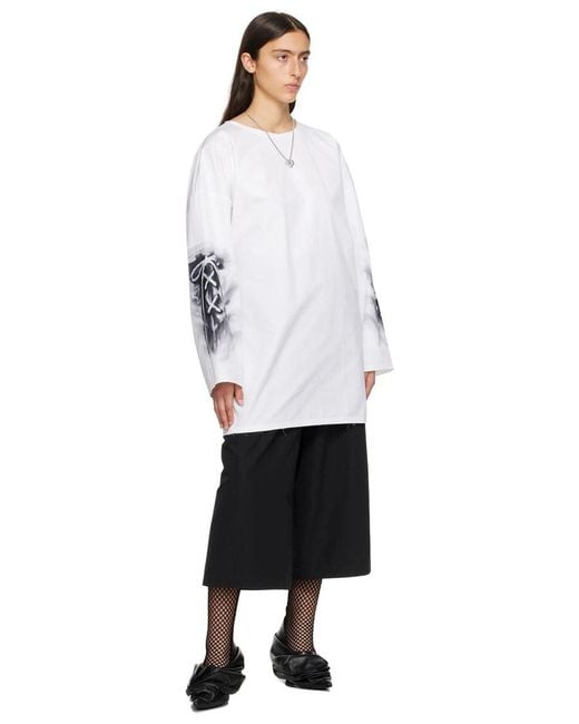 we11done White Abstract-Print Cotton Blouse
