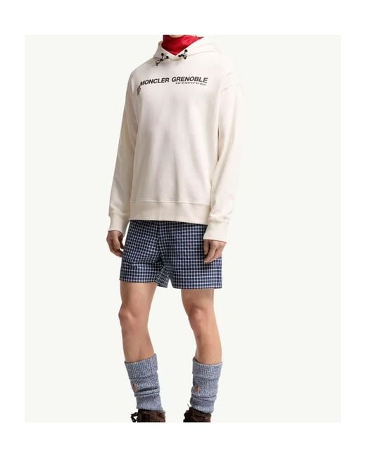 Moncler White Grenoble Logo Printed Long-Sleeved Hoodie for men