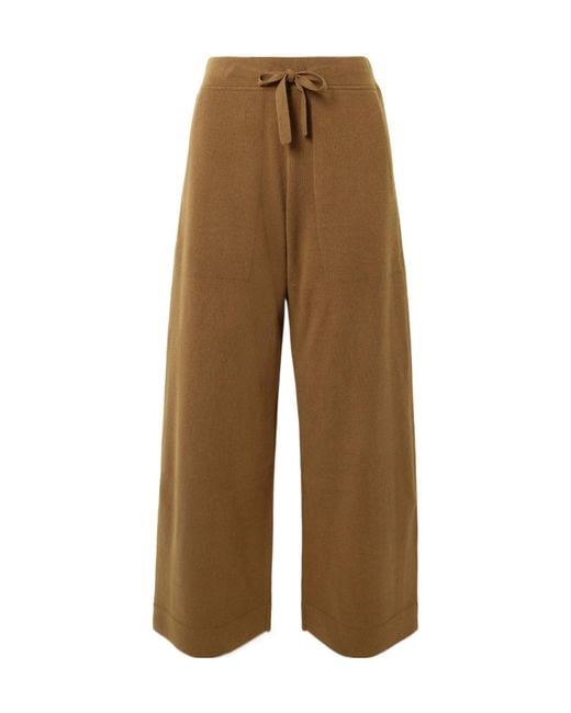 LeKasha Brown Suria Organic Cashmere Wide-Leg Pants
