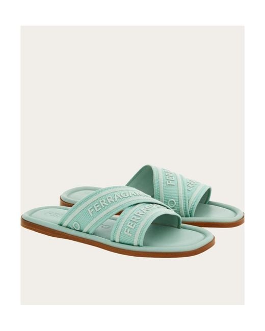 Ferragamo Green Logo Slippers