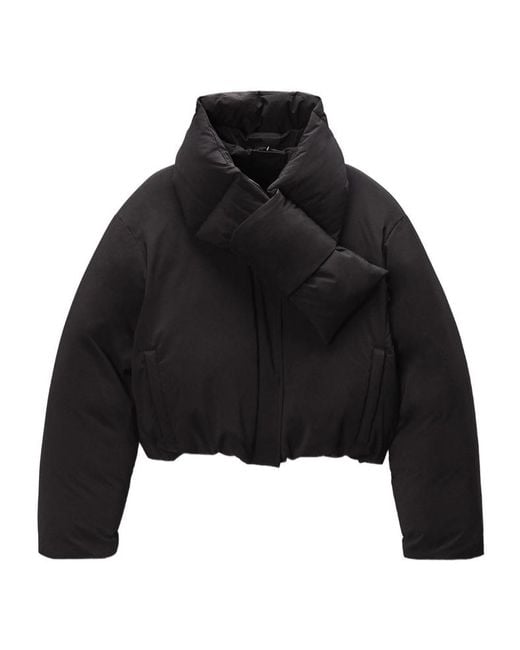 Alexander Wang Black Zip-Up Puffer Cropped Jacket