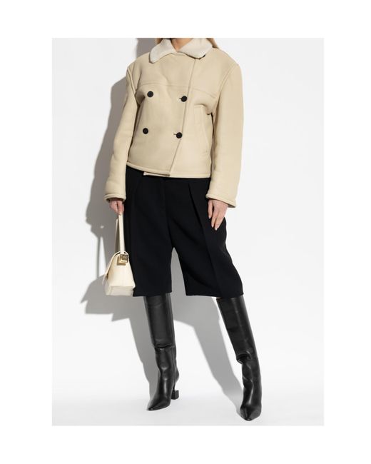 Jacquemus Natural Double-Breasted Shearling Coat
