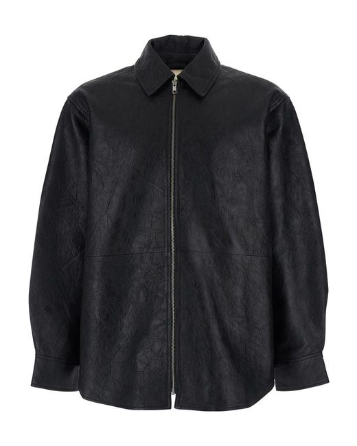 sunflower Black Crinkled Zip Jacket for men