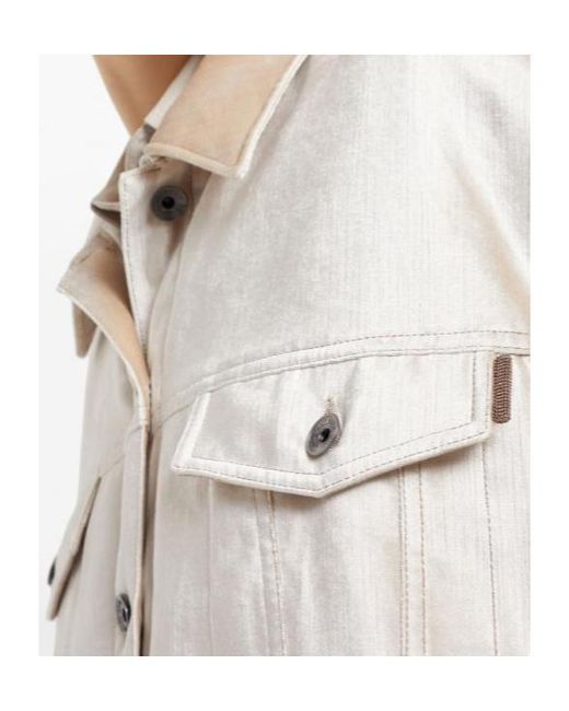Brunello Cucinelli Natural Button-Up Padded Jacket