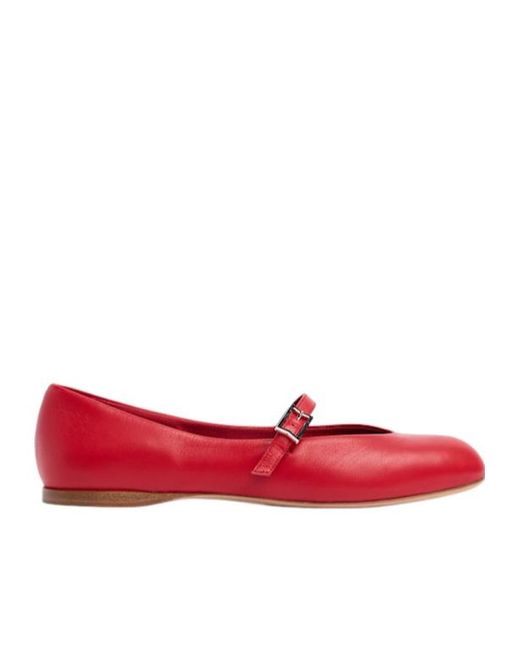 Max Mara Red Round Head Ballet Shoes