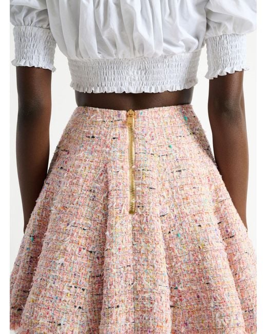 Balmain Pink Buttoned Tweed Mini Skirt