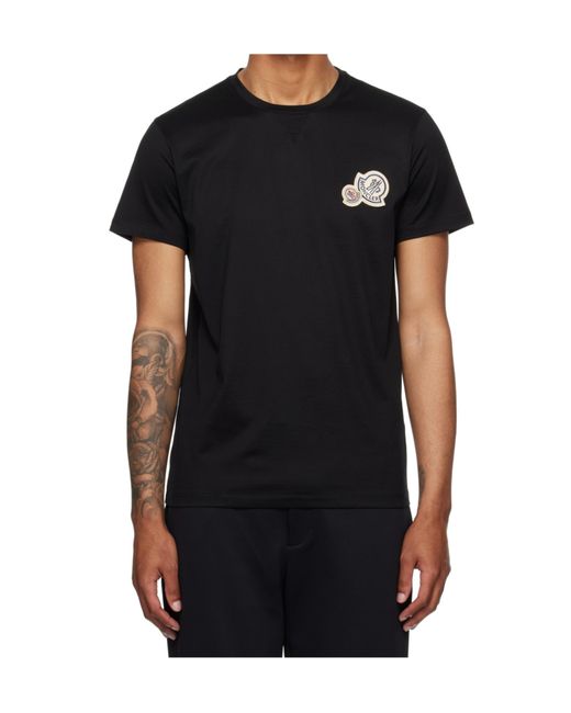 Moncler Black Logo Embroidered Crewneck T-Shirt for men