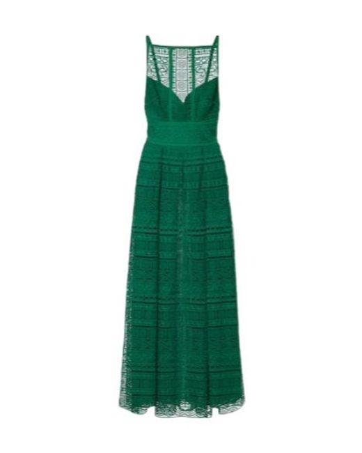 Elie Saab Green Macramé Midi Dress
