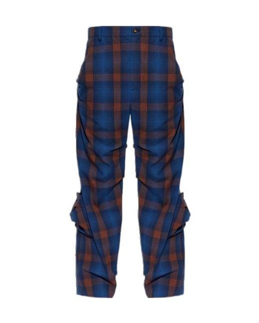 Vivienne Westwood Blue Plaid Casual Pants for men