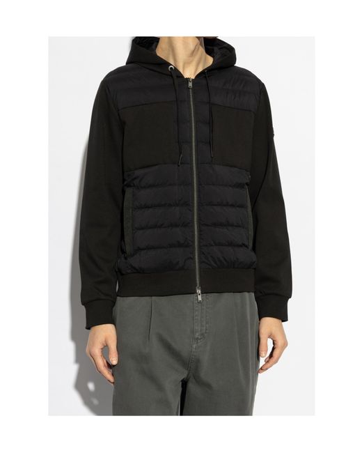 Moose Knuckles Black Air Down Garnier Hybrid Zipped Hoodie for men