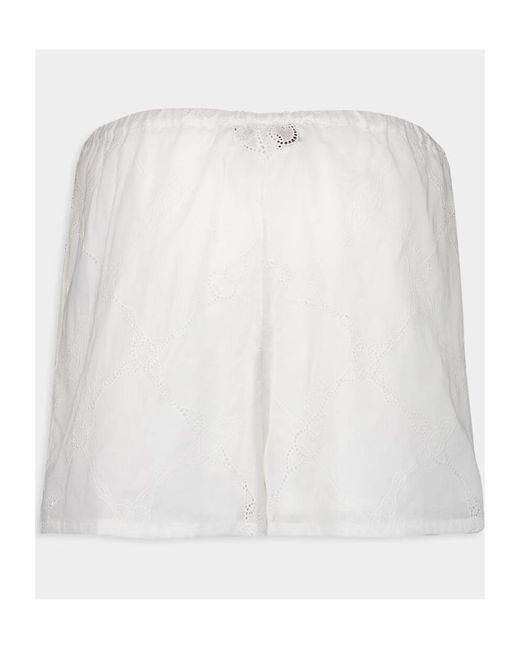 Gucci White Embroidered Cotton Shorts