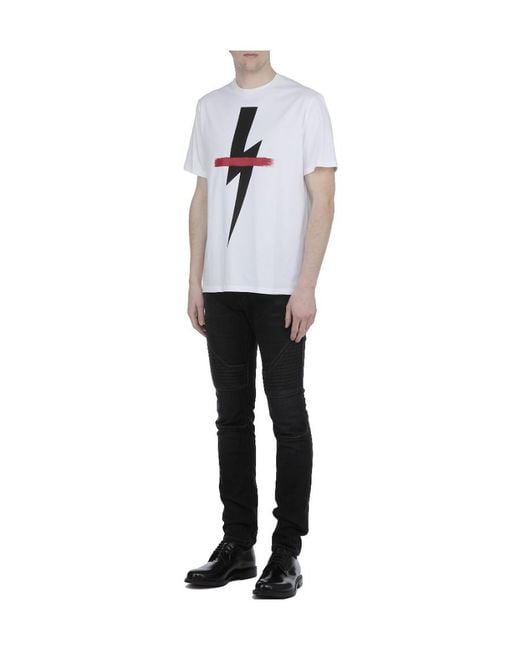 Neil Barrett White Lightning Printed T-Shirt for men
