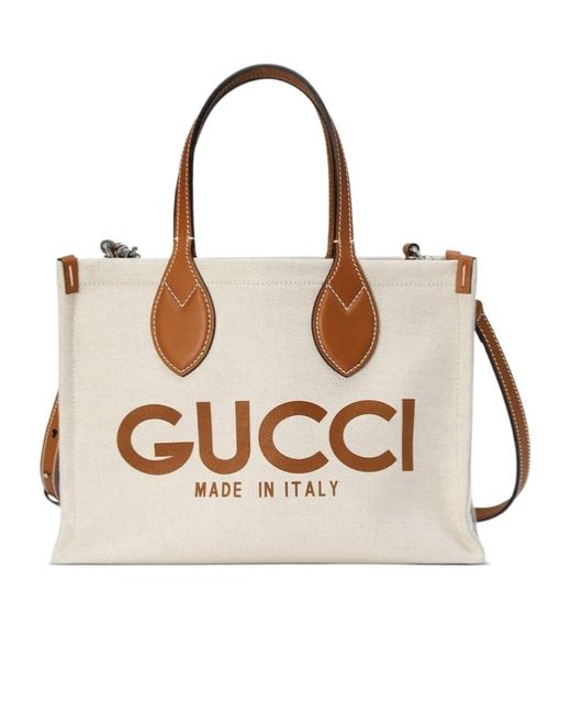Gucci Natural Logo Printed Mini Tote Bag