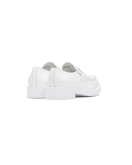 Prada White Chocolate Brushed Leather Loafers for men
