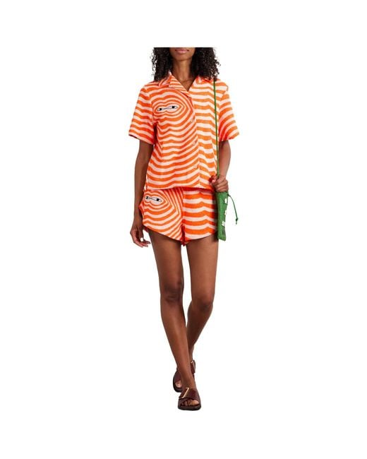 The Elder Statesman Orange Colorful Cotton Shirt