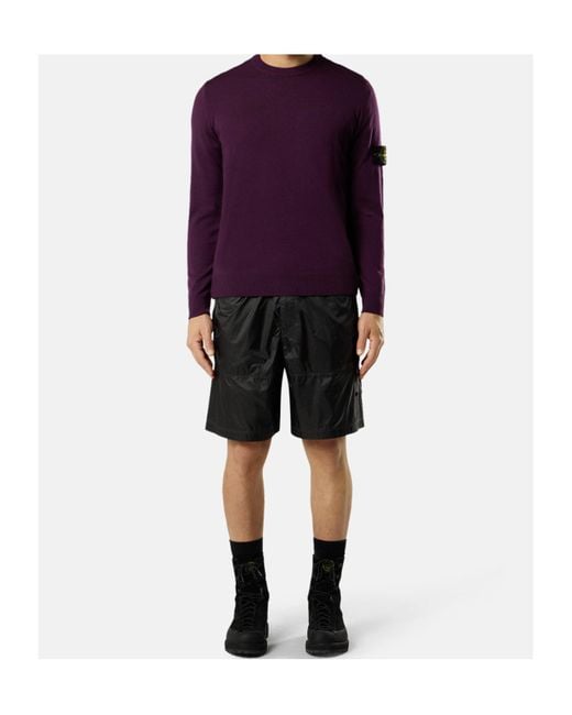 Stone Island Purple Logo Patch Knitted Sweater for men
