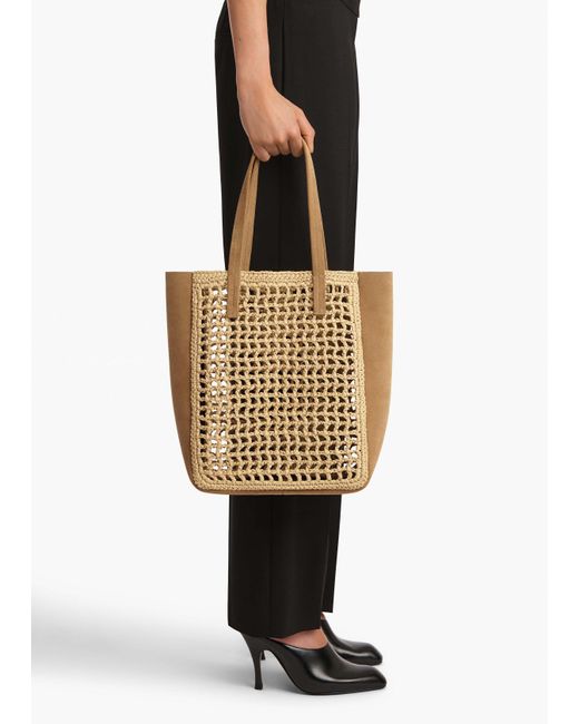 Khaite Metallic Small Zoe Woven-Panel Tote Bag