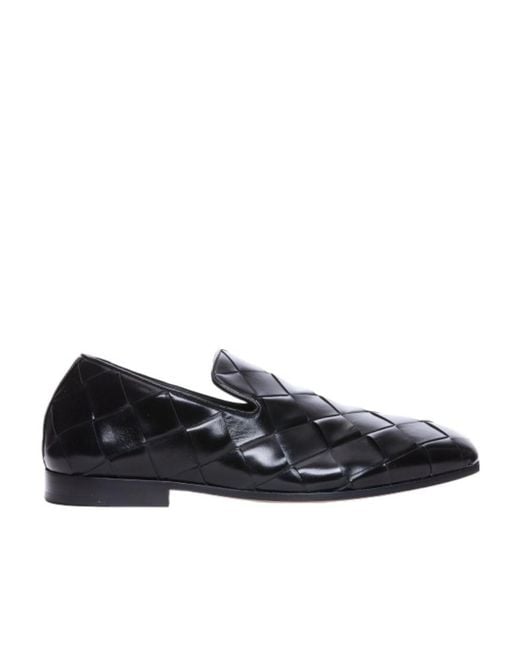 Bottega Veneta Black Intrecciato Roma Slippers for men