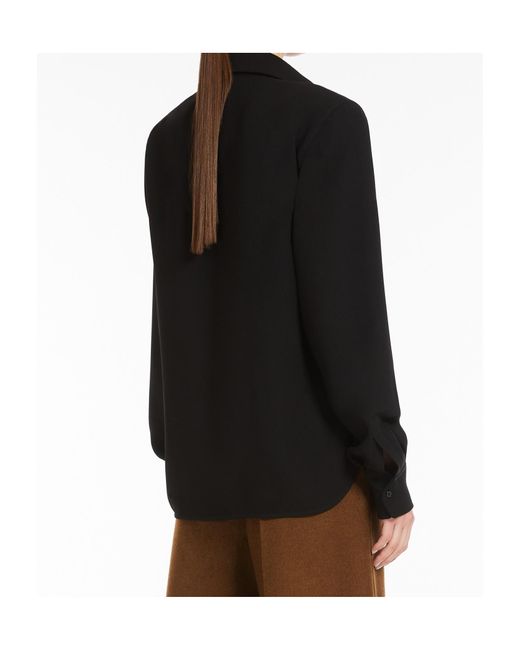 Max Mara Black V-Neck Long-Sleeved Shirt