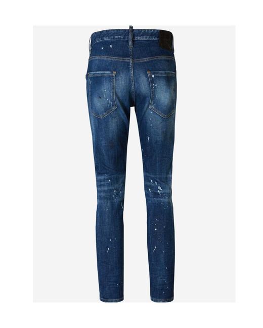 DSquared² Blue Paint Splash Detail Distressed Jeans for men