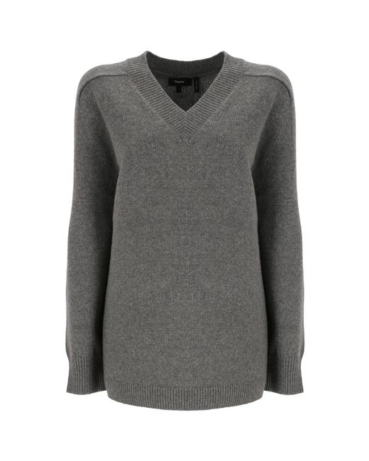Theory Gray Karenia Neue V-Neck Jumper