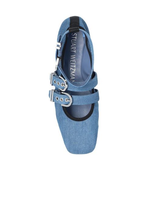 Stuart Weitzman Blue Logo Flat Shoes