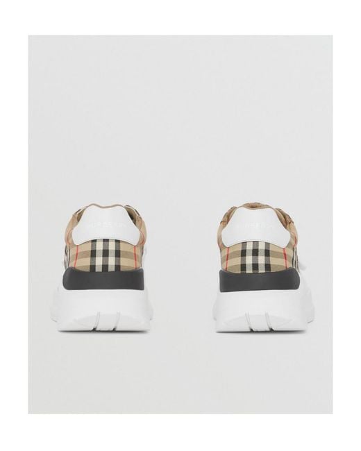 Burberry Brown Leather And Fabric Low-Top Sneakers for men