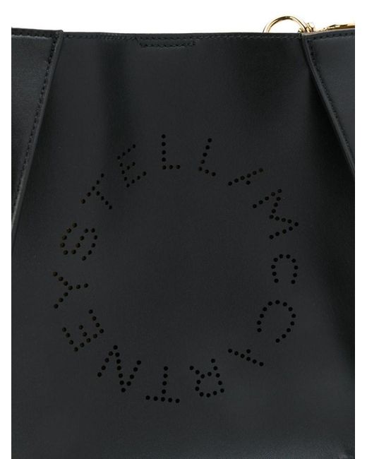 Stella McCartney Black Logo Perforated Shoulder Bag