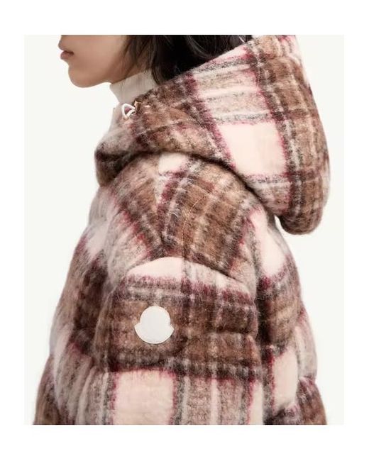 Moncler Brown Cervi Wool Blend Hooded Short Down Jacket