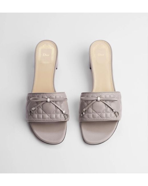 Dior White Cannage Block Heel Mules