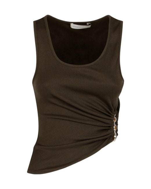 Christopher Esber Brown Stone-Embellished Gathered Top